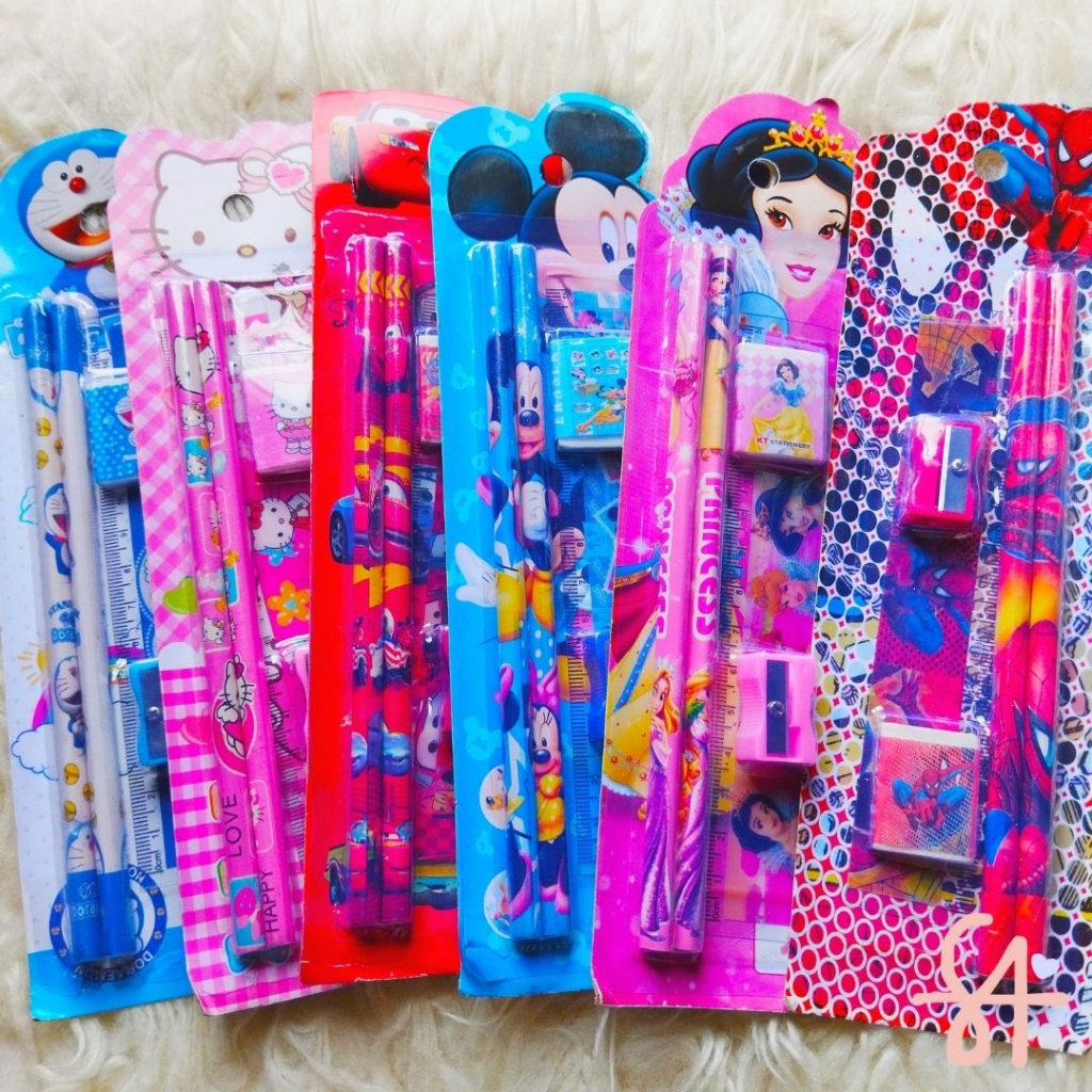 

School Stationery SET 4in1 | Perlengkapan Sekolah | Alat Tulis Karakter Lucu | Alat Tulis Sekolah | Alat Tulis Anak-anak | Pensil Karakter | Stationery | Alat Tulis