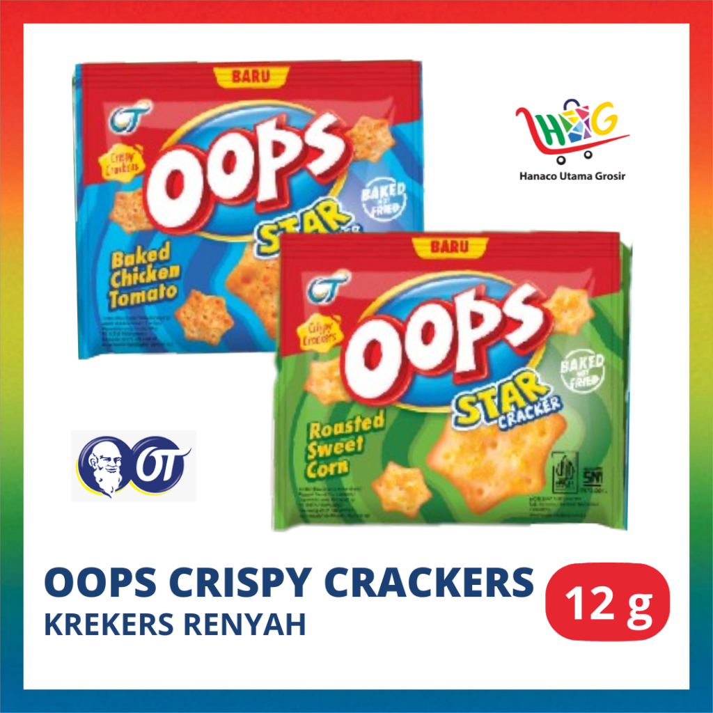 Oops Crispy Crackers Ayam Tomat Panggang / Jagung Bakar Manis - 12g