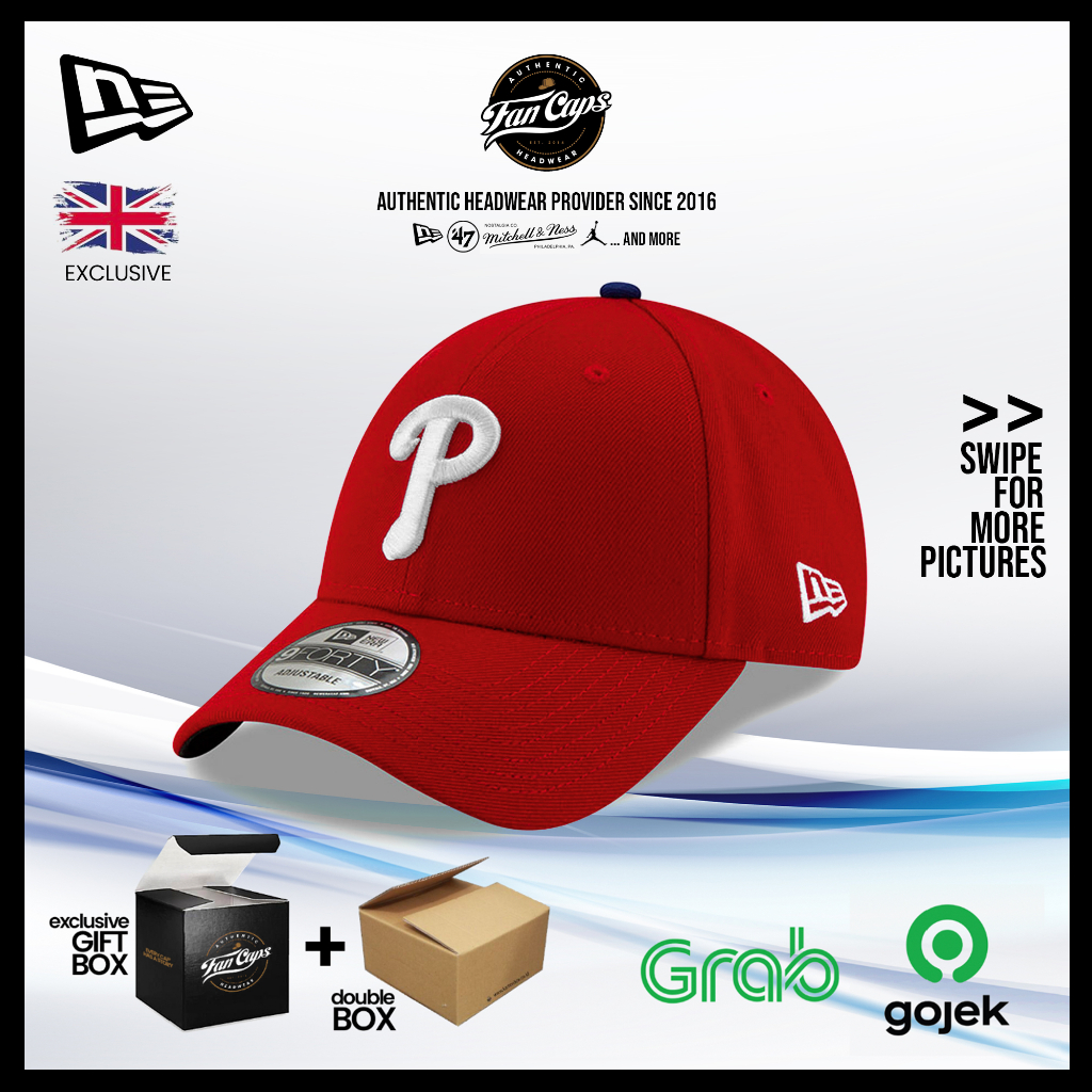 Topi New Era Original MLB Philadelphia Phillies 9FORTY warna Merah | FREE GIFT BOX