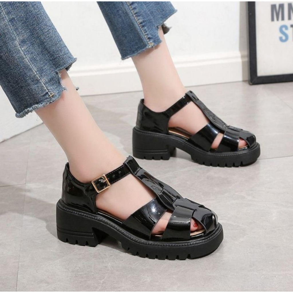 41199 Sepatu Docmart Wanita Fashion Import Sepatu Heels Tali Bisa COD (With Box)