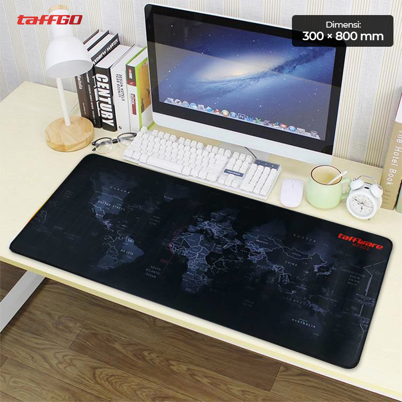 TaffGO Gaming Mouse Pad Desk Mat Motif Peta Dunia 300 x 800 mm - MP002 - Black