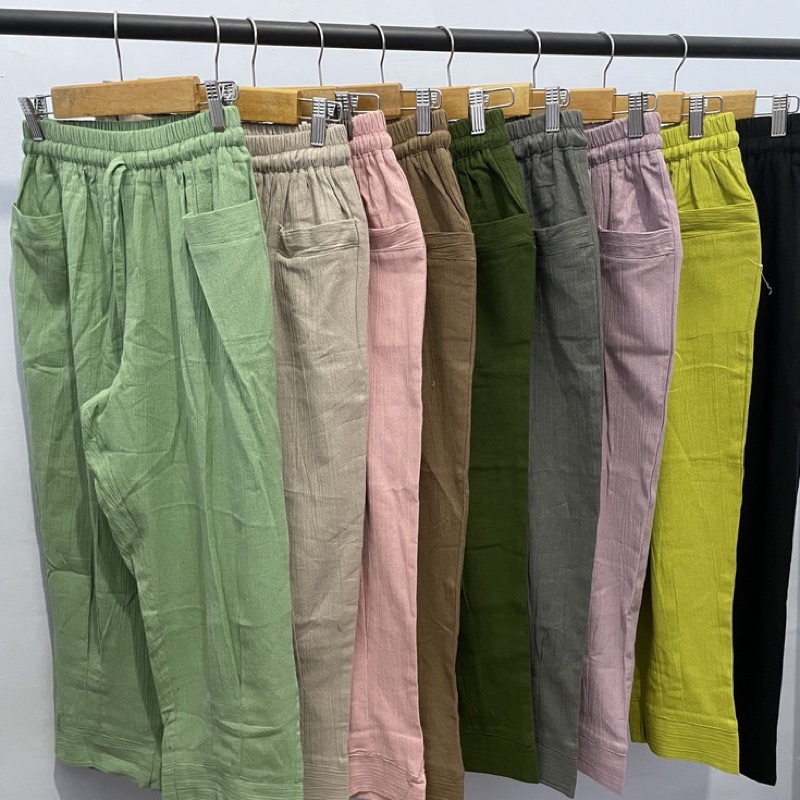 HARUKA PANTS MODEL 7/9 LINEN CRINGKLE TERUPDATE