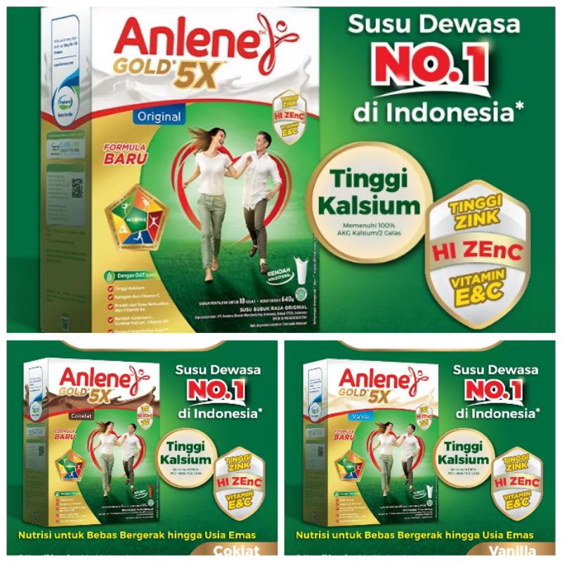 

Anlene Gold Plus Susu Bubuk Original 600 g all variant Original Vanila Cokelat Gold Plus 5X untuk Lansia