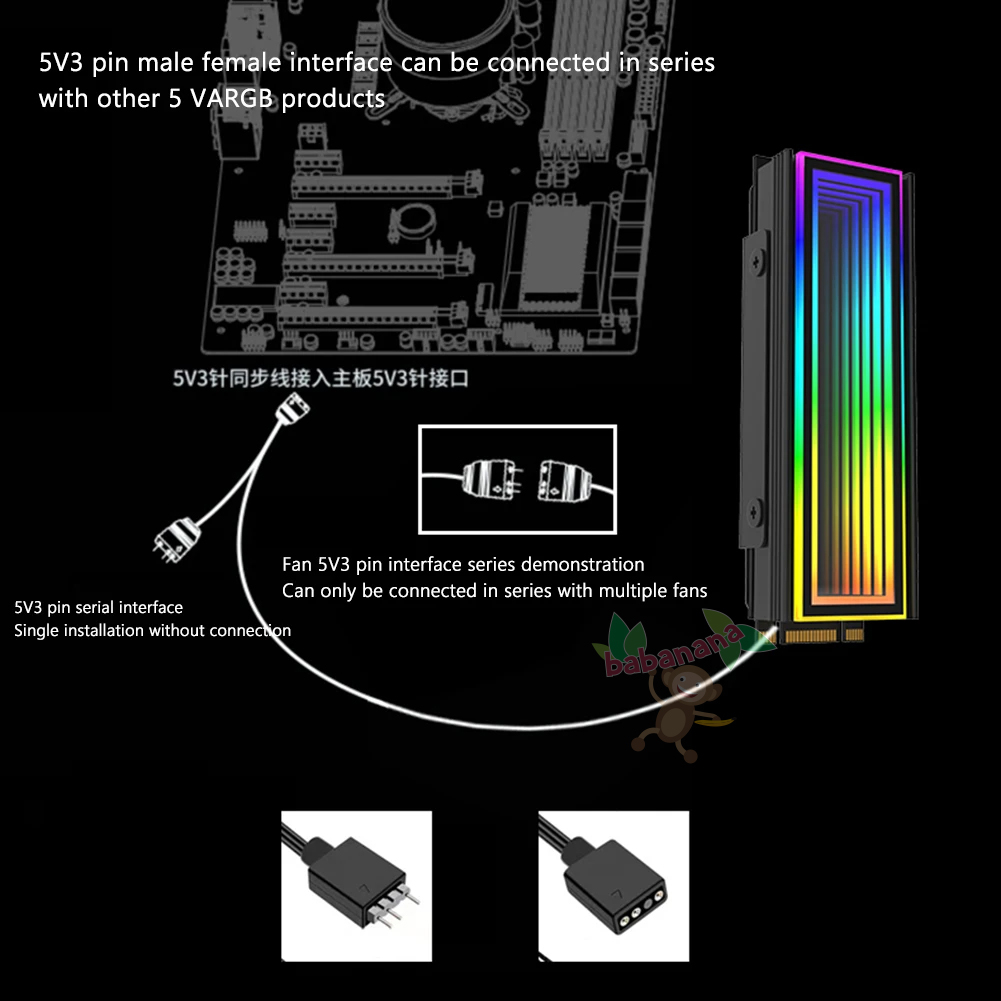 HEATSINK ARGB 3 PIN 5V FOR M.2 NVME M.2 SATA SSD 2280 COOLER PENDINGIN