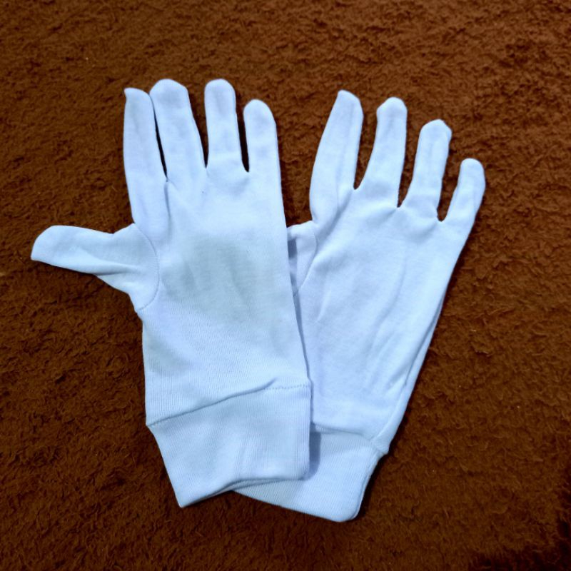 Sarung Tangan Kain Putih Paskibra Pengantin Pria Wanita Upacara Pramuka Acara Sopir Pelayan Sepasang 2 Pcs