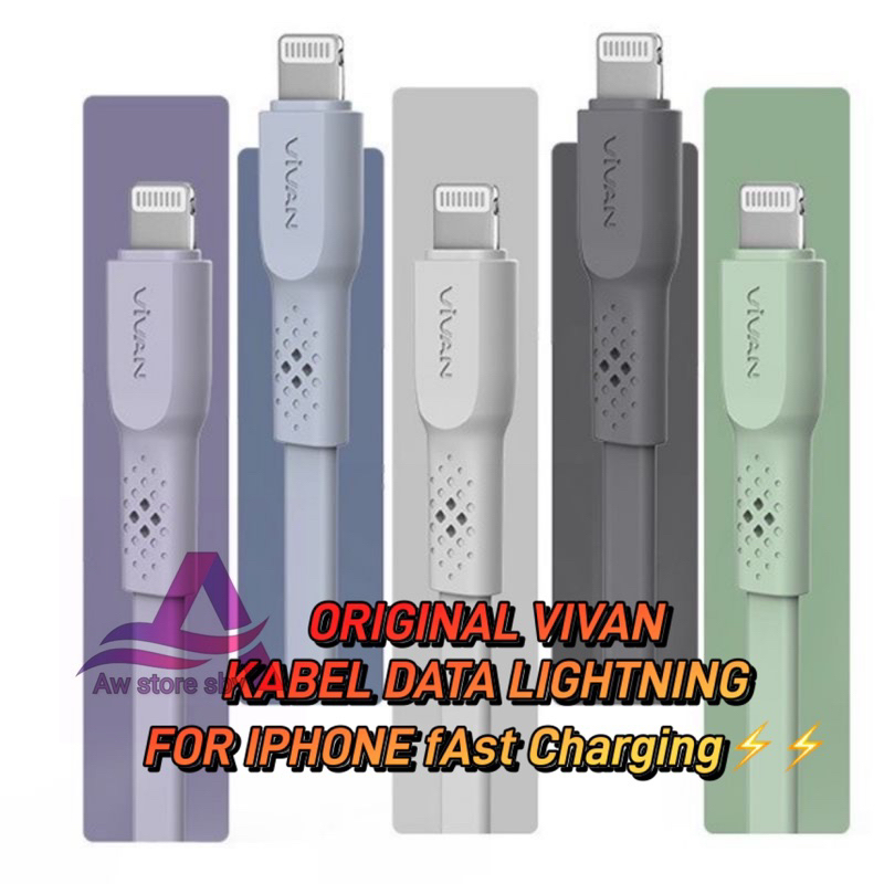 (VIVAN 2.4A) Kabel data Fast Charging Micro usb &amp; Usb Lightning Cable For iPhone 6+ 7+ X XS XR XS MAX 11 PRO MAX