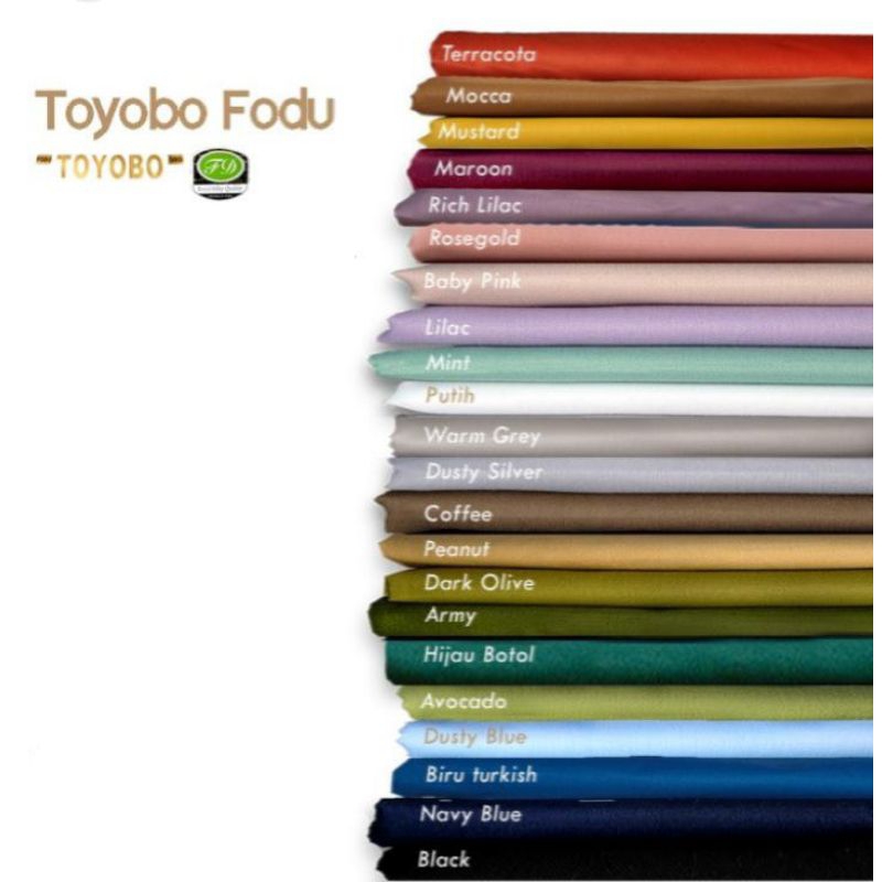 Kain katun toyobo deluxe/toyobo fodu,ecer grosir murah harga per setengah meter kain adem baju koko 