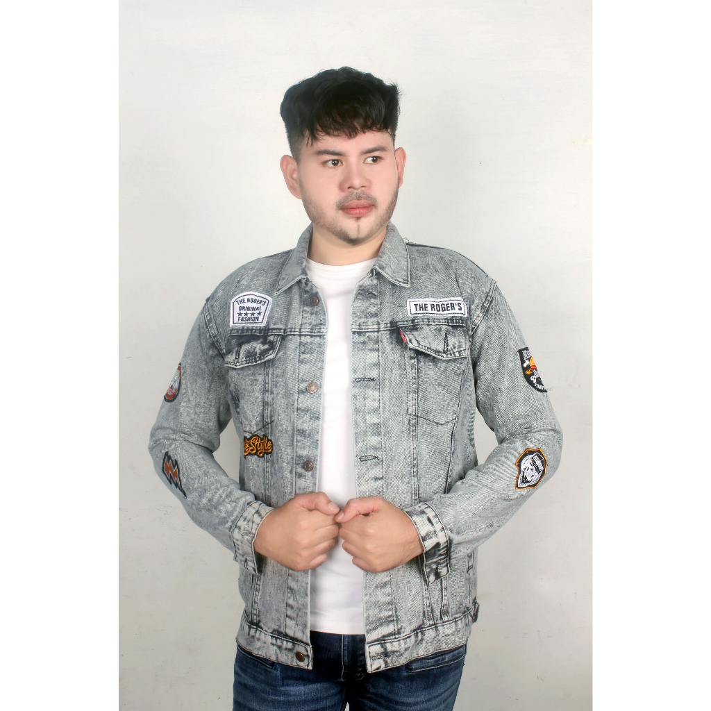new style of jacket/ jaket jeans pria terbaru/ jaket jeans motif bordir kekinian/ jaket denim pria telaris