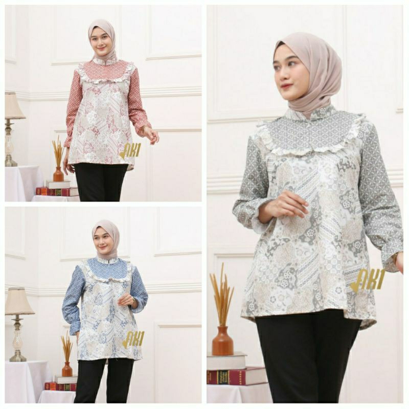 BAJU BATIK WANITA MODERN MONALISA GENES M,L,XL asli PEKALONGAN