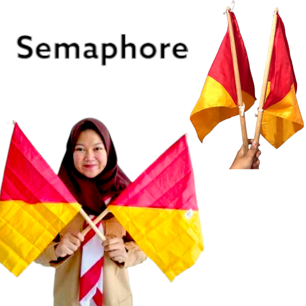 Sepasang Tongkat Stik Bendera Semaphore Semapur Pramuka 2 Pcs