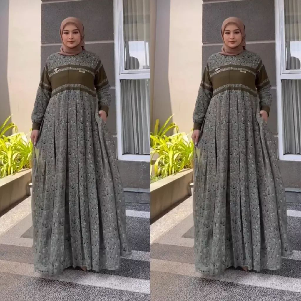 GAMIS WANITA NAURA DRESS JPN BAHAN CERUTY BABYDOLL LD 100 - 120 CM PB 142 GAMIS CERUTY BABYDOLL PREMIUM / MAXY DRESS WANITA JUMBO / PAKAIAN MUSLIM WANITA MODERN / BAJU MUSLIM WANITA