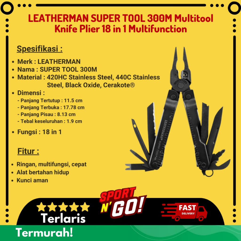 LEATHERMAN SUPER TOOL 300M Multitool Knife Plier 18 in 1 Multifunction