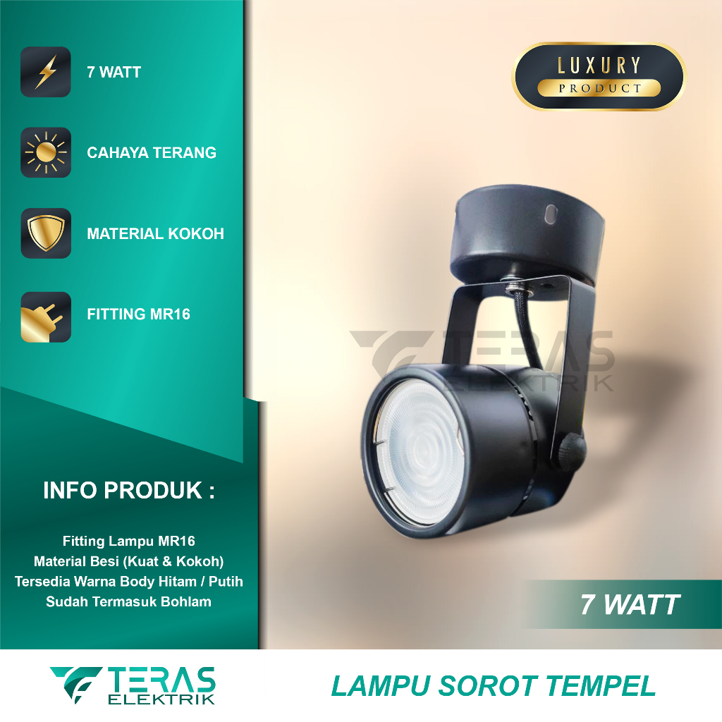 Lampu sorot plafon tempel MR16 Besi 7 Watt Top Quality