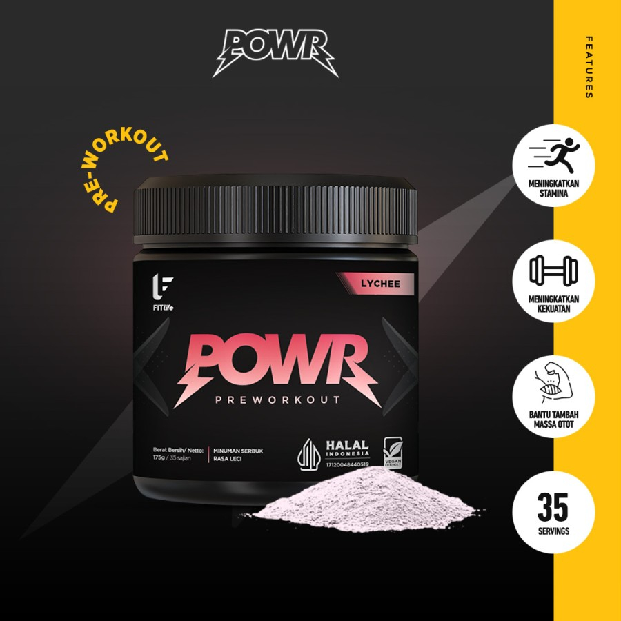 FITLIFE Powr Pre-Workout 175 gram 35 servings - PreWorkout BPOM HALAL