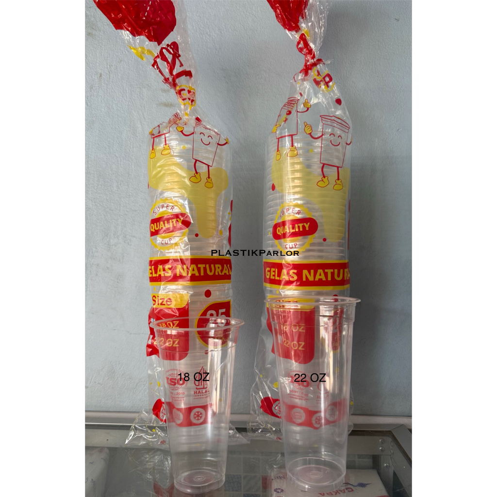 PROMO Cup / Gelas Plastik Tip Top / Hokkaku / Euro Slim Datar Uk. 18 Oz & 22 Oz Berat 9 gr (1 DUS)