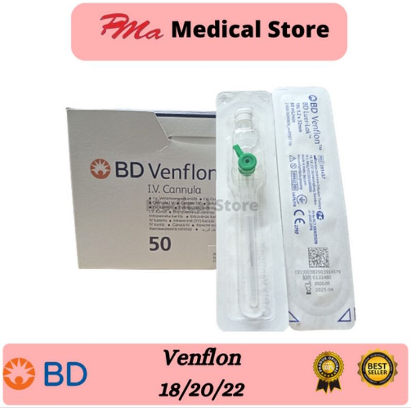 BD Venflon IV Cannula No 18/20/22 Harga/Pcs