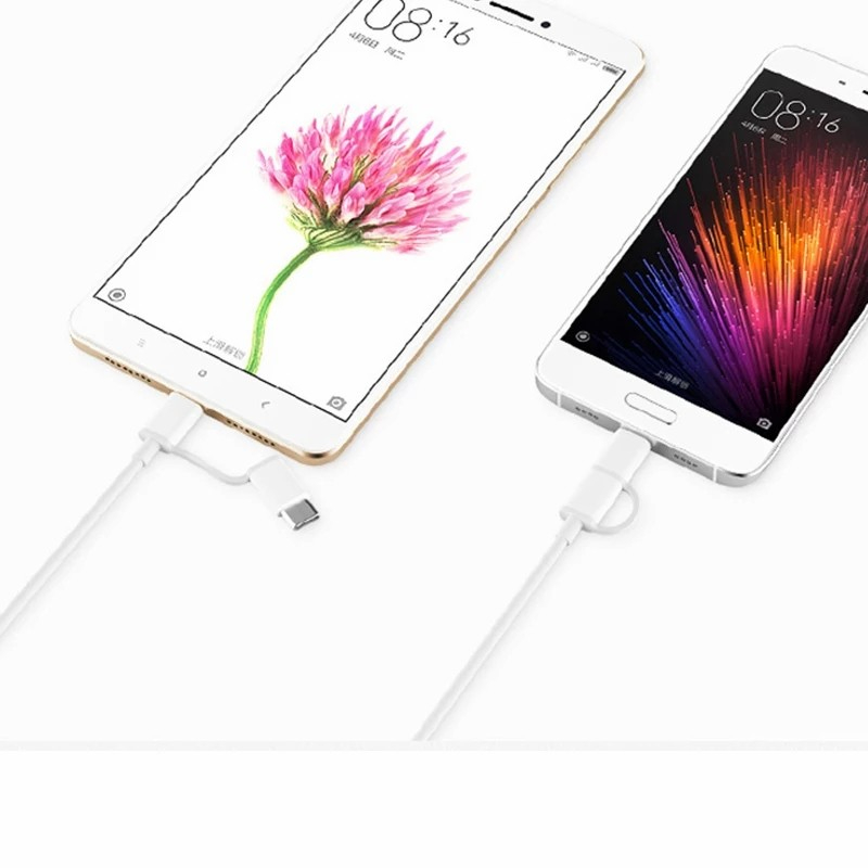 Kabel Power Bank Xiaomi 2 in 1 USB Micro Type C 30 Cm Pendek