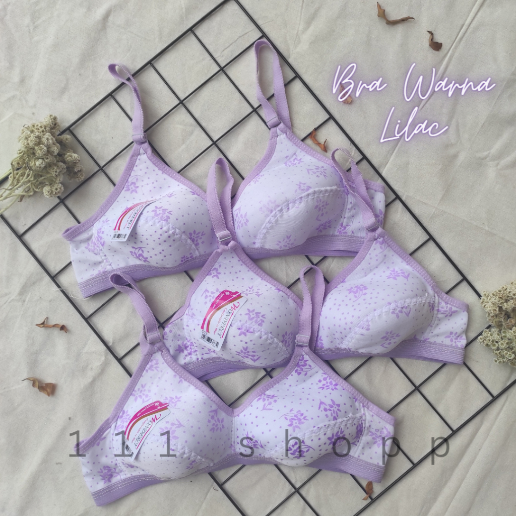 BH BRA PRINTING WONDER YOUNGLIFEN MOTIF WARNA PUTIH UNGU LILAC SIZE 34 36 38