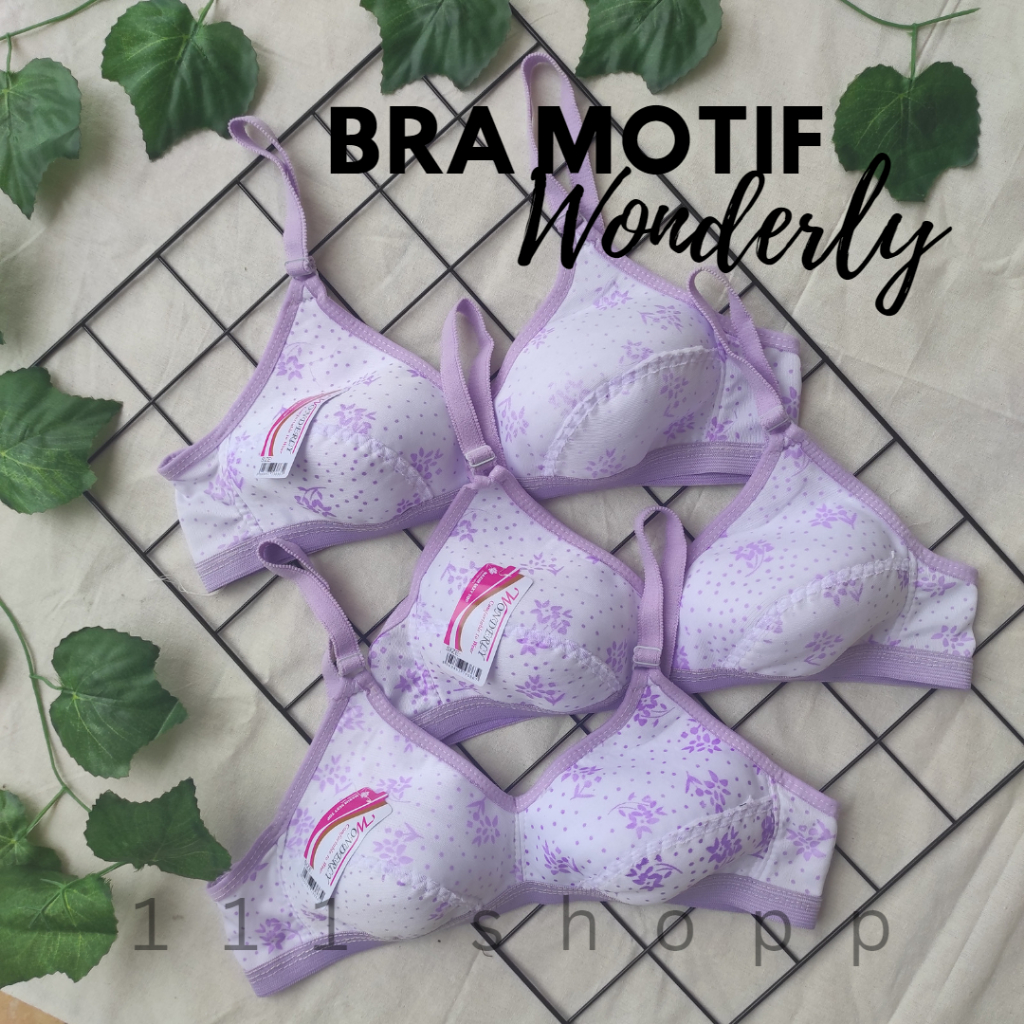 BH BRA PRINTING WONDER YOUNGLIFEN MOTIF WARNA PUTIH UNGU LILAC SIZE 34 36 38