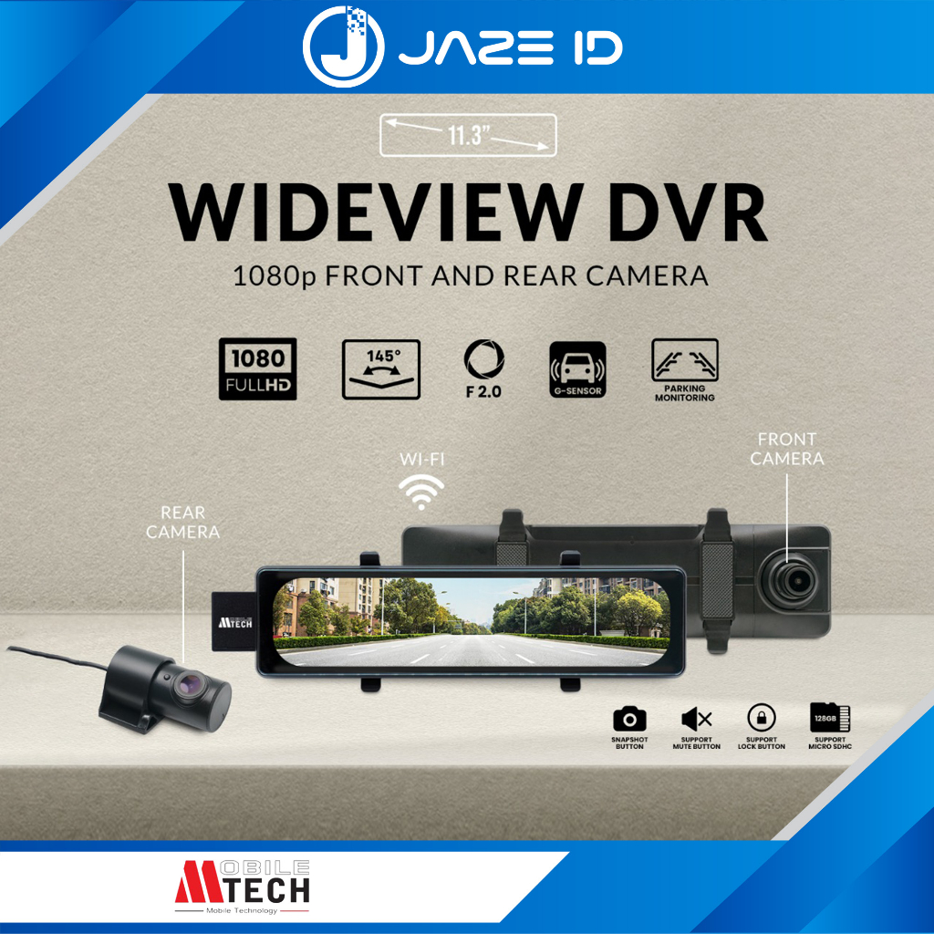 Mtech Dash Cam 1080P Car DVR 11.3 inch Wifi Mobil ADAS Kamera Spion