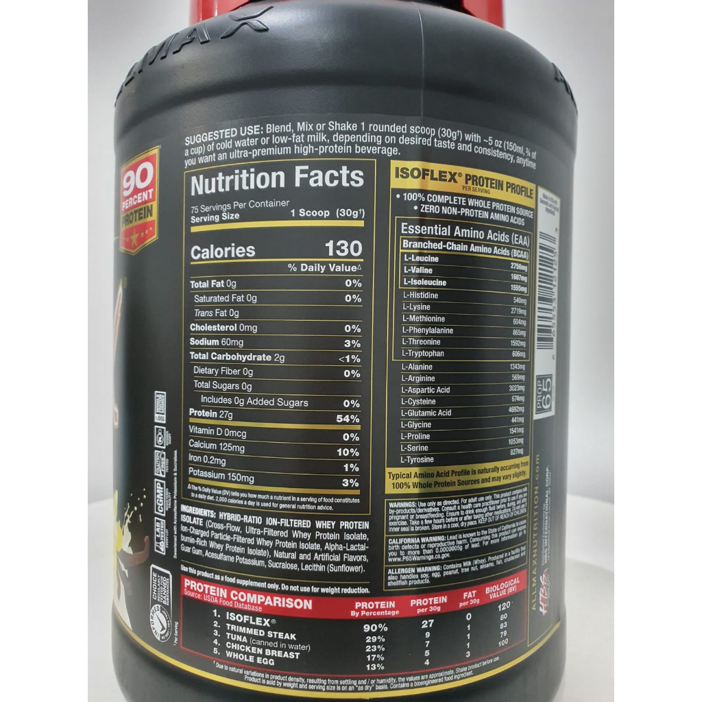 ALLMAX ISOFLEX 5lbs 5lb 2.25kg 100% Whey Protein Isolate ALL MAX ISO FLEX