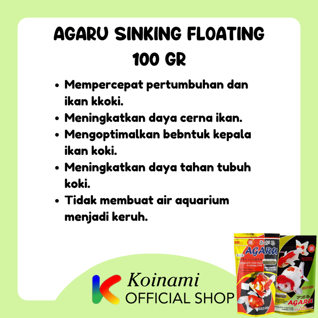 AGARU SINKING / AGARU FLOATING / MAKANAN IKAN