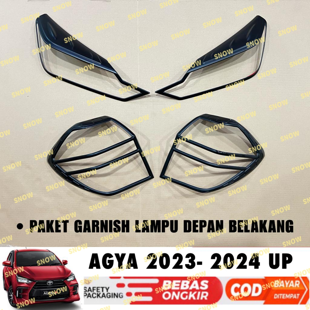 Paket Garnish Lampu Depan Belakang Agya 2023 2024 2025 UP GR SPORT Chrome Hitam Carbon