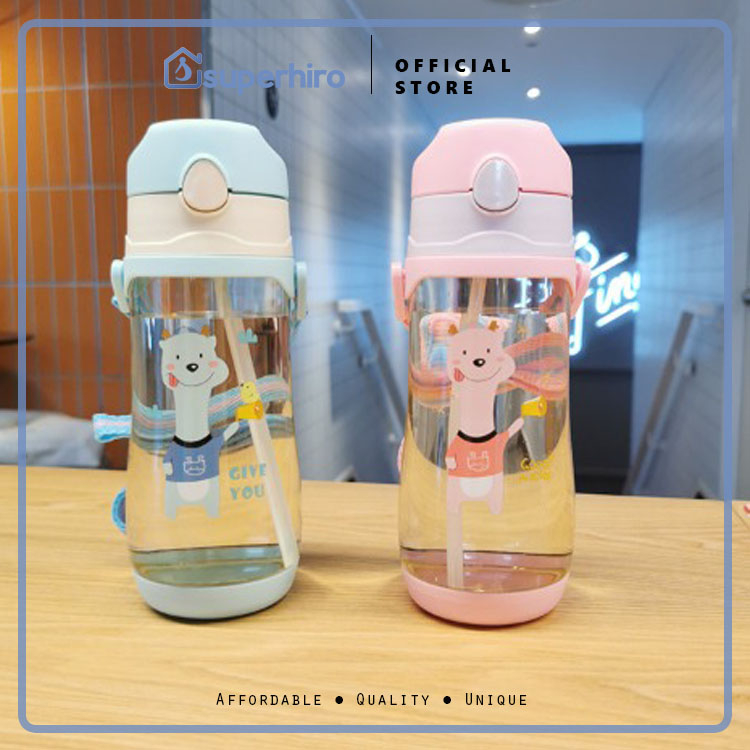 Botol Minum Tali Anak Motif Katakter Bottle Sekolah 480 ML