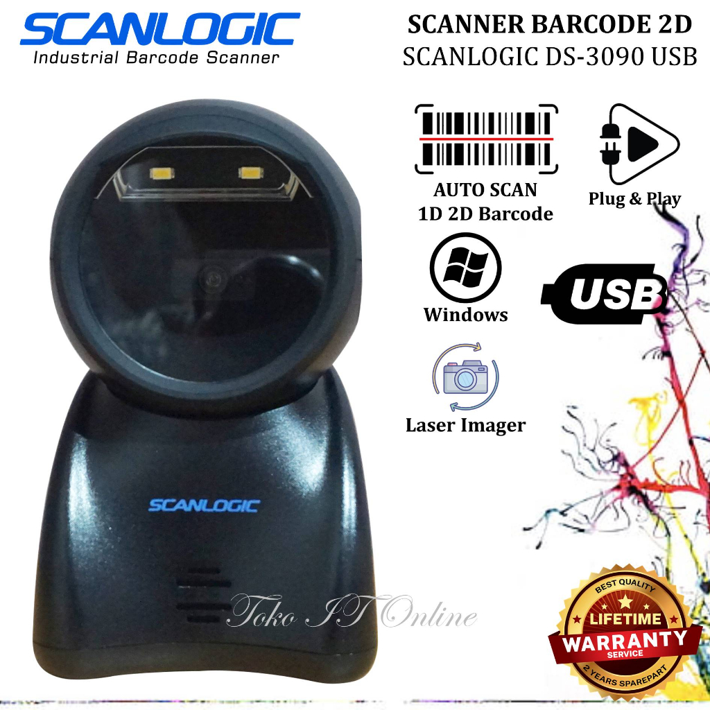 Scanlogic DS 3090 Scanner Barcode QR Efaktur 2D DS-3090 USB Barcode Scanner Desktop Duduk Imager Omni DS3090