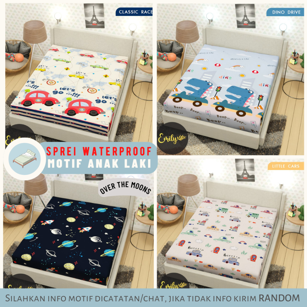 SPREI WATERPROOF Anak Unisex Animal FREE KARET ANTI GESER ukuran Size 200x200 180x200 160x200 120x200 90x200