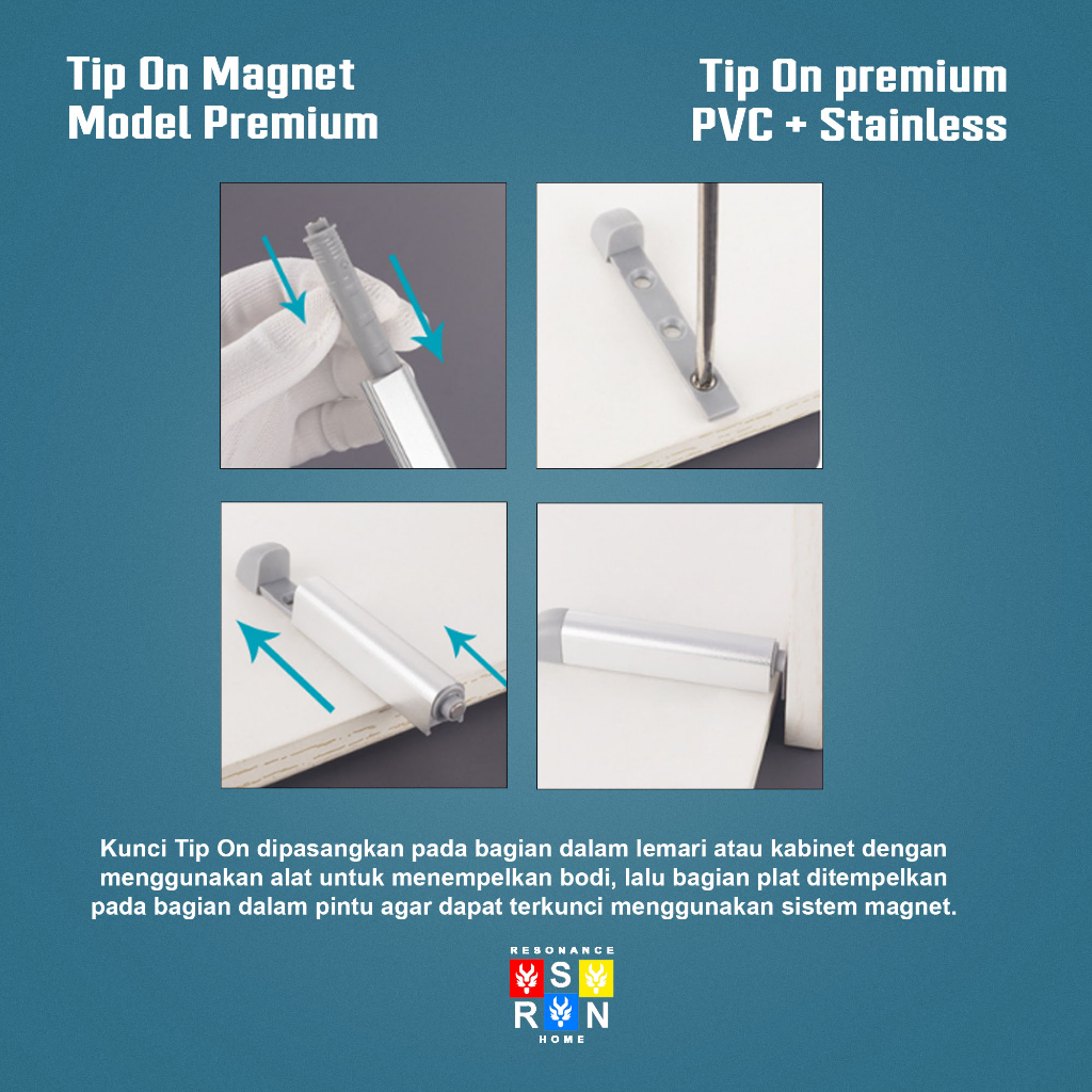 Push To Open Tip On Magnet Self Rebounder Premium Damper Catches Pintu Lemari Laci / Drawer Magnet Resonance Home