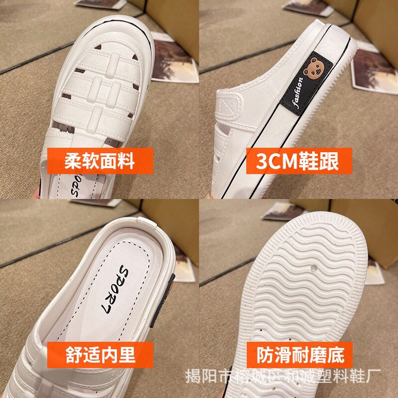 GROSIRTAS TG1753 Sepatu Sandal Wedges Wanita Import Half Clog Bear Sport