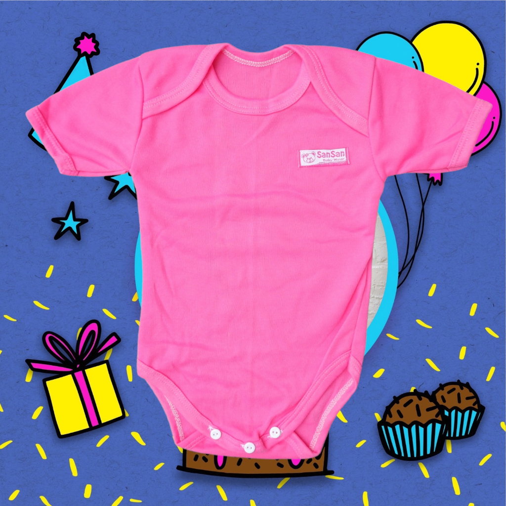 Isi 3 Jumper Jumpsuit Bodysuit Bayi Serian Pink