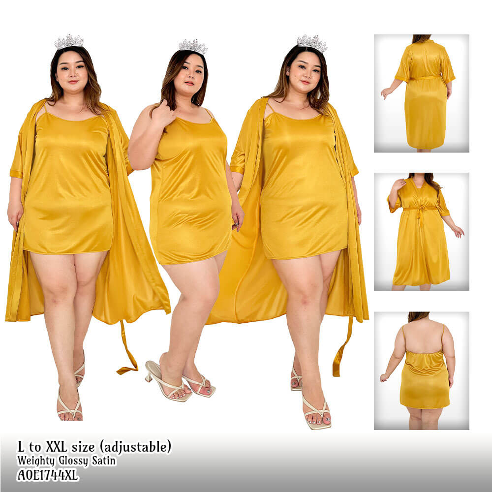 FOLVA Bridesmaid Kimono Set Wedding Big Size jumbo satin 1744ESET_XL