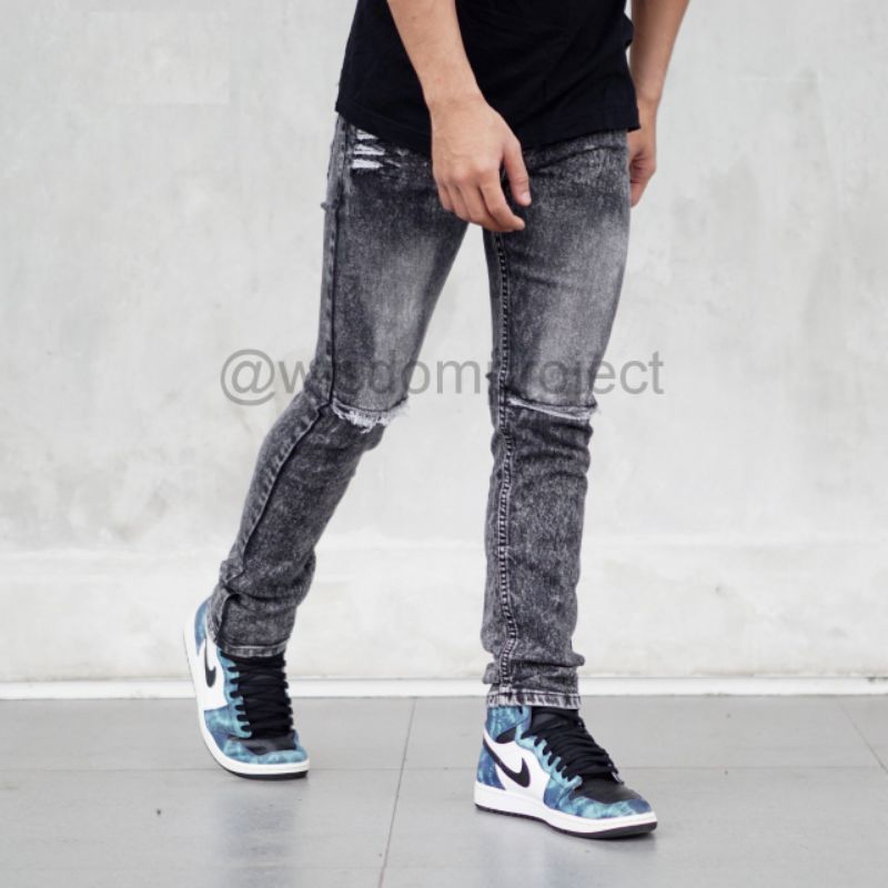 Wisdom Plestyle - Celana Panjang Jeans pria Sobek Lutut Rpd5 Original Stretch badjatex Premium