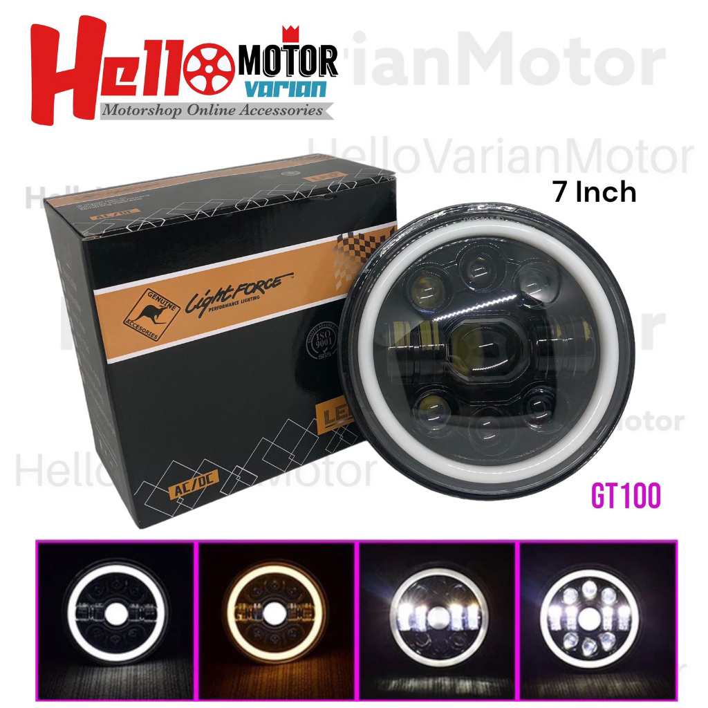 Headlamp LED  Bulat 7 Inch GT100 Ring Senja