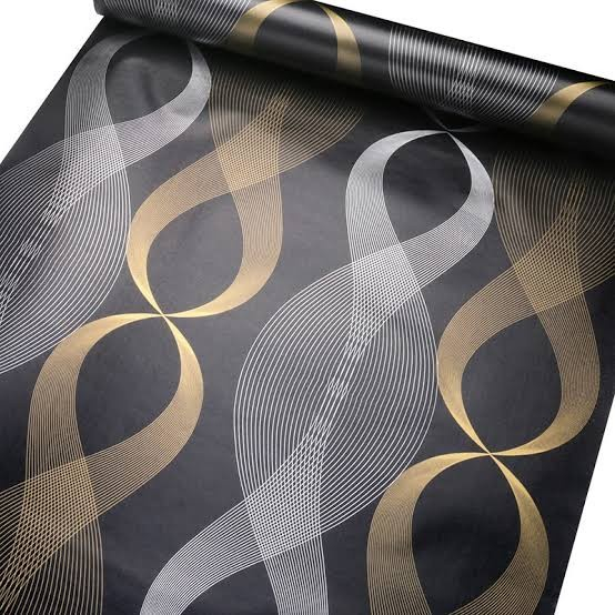 PROMO Wallpaper Dinding Motif kotak hitam Stiker dinding Ulir hitam 45 x 10M Premium