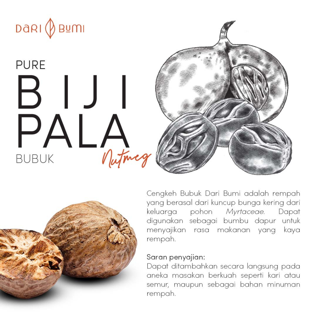 Biji Pala Bubuk 50 gram Daribumi