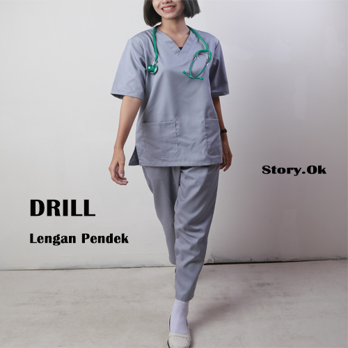 Baju OK Lengan Pendek/Petugas medis/Perawat Jaga PREMIUM DRILL