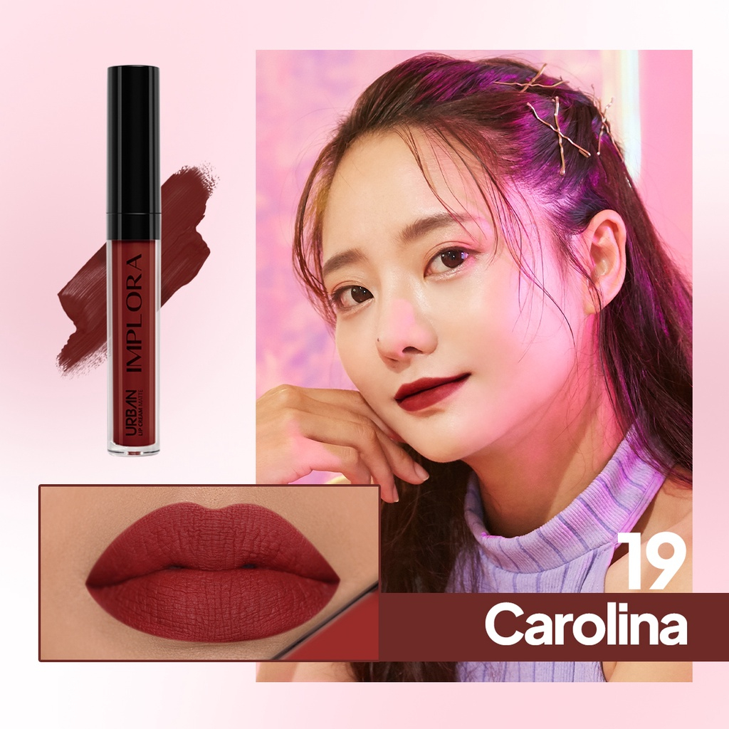 Implora Urban Lipcream Matte Carolina | Implora Lip Cream Lipstick Dengan Vitamin E