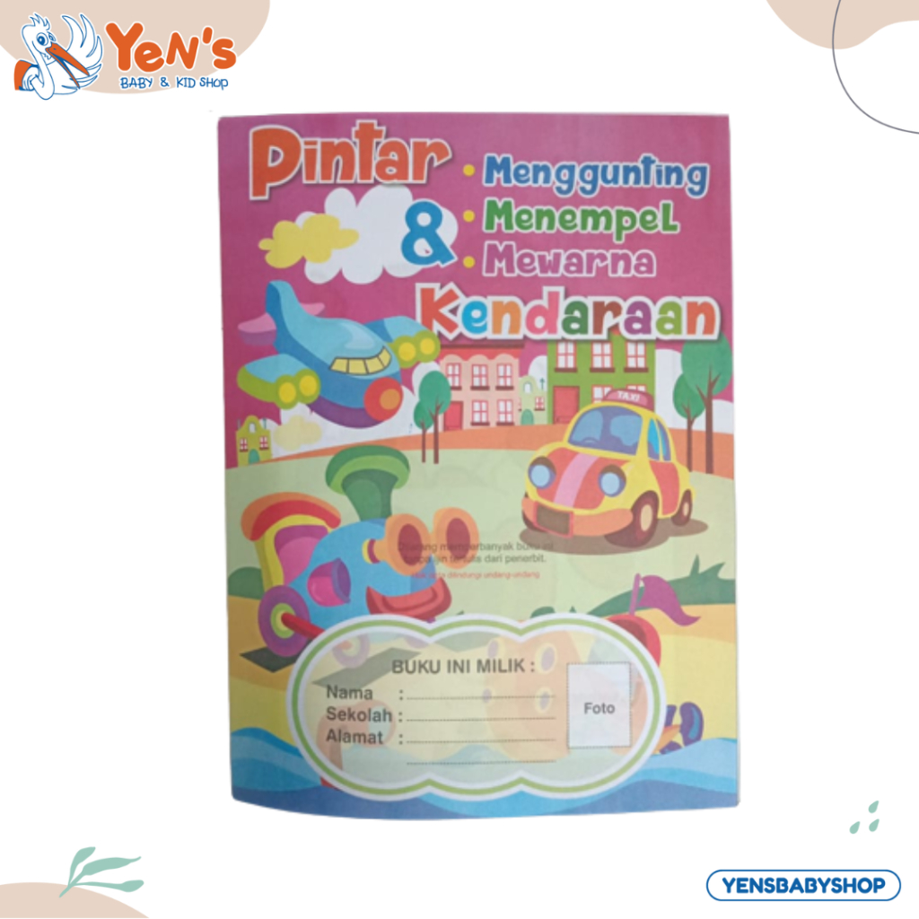 Buku Anak Paud Tk I Pintar  Menggunting Menempel  &amp; Mewarnai Kendaraan