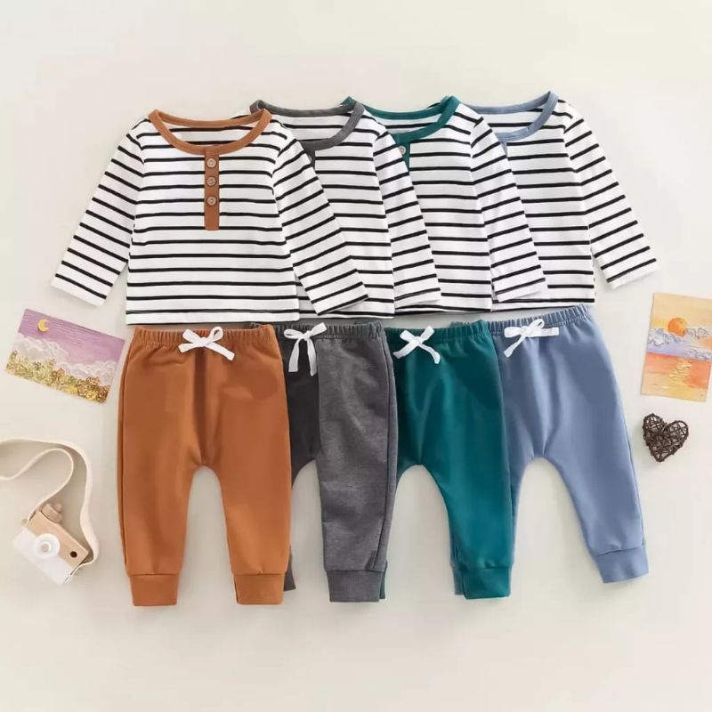 [rumahbayipdg] Stelan VIORI lengan panjang / set baju anak bayi lengan panjang UNISEX