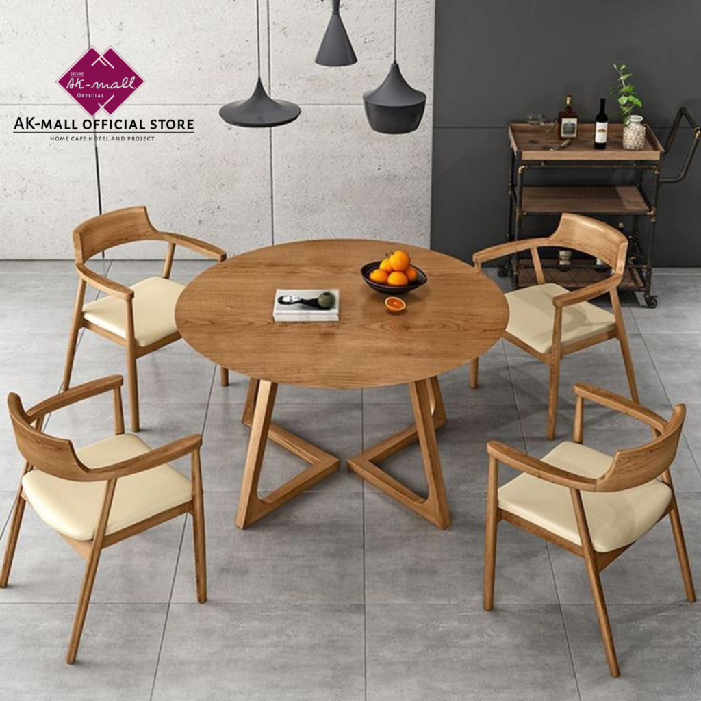 Meja makan minimalis 4 kursi cafe kayu jati bagus