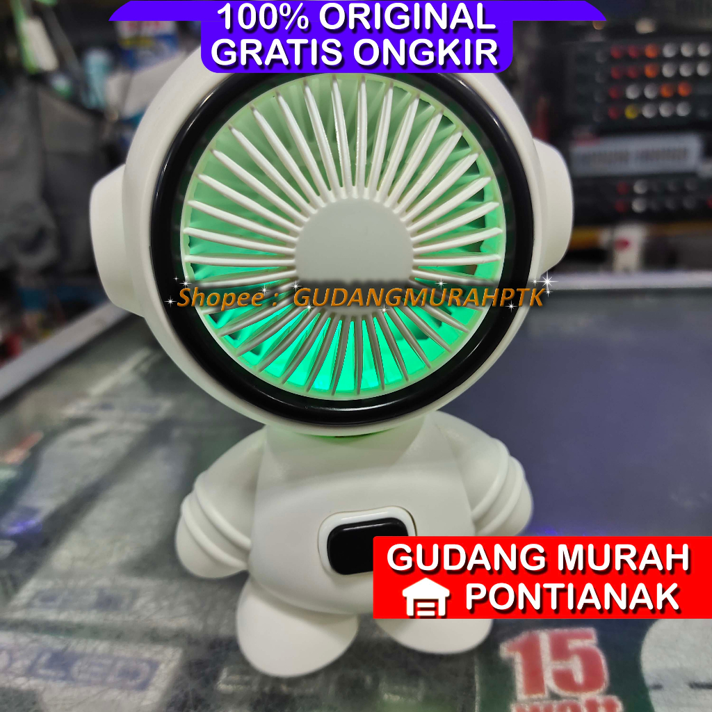 Kipas Cas Bisa Bawa Bawa Minifan Charge Portable Model ROBOT Warna Random Angin kencang dan lembut