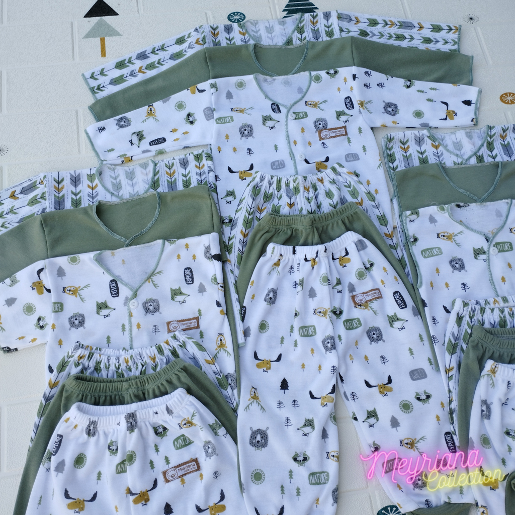 18 PCS Baju Bayi Baru Lahir Celana Bayi Baru Lahiran Gift Set Kado Seri Green Sage Meyriana Collection