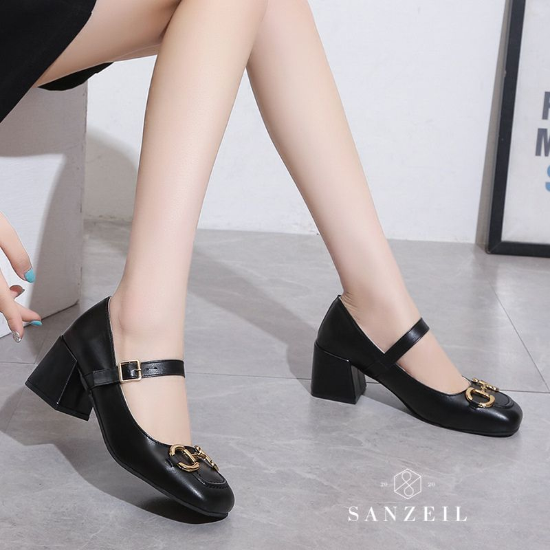 RYX - Launa Strappy Sepatu Gesper Hak Tahu Wanita Fashion Casual / Kantoran - Ori Import