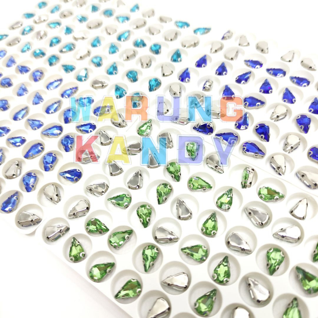 Diamon Jahit Cangkang Tetes 6x10 WARNA GRADE A - ECER 50pc