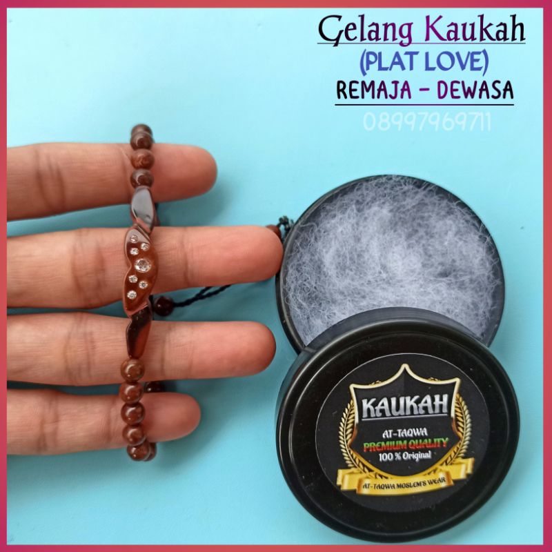 Gelang Kayu Kaukah (PLAT LOVE + WADAH) gelang Wanita kaokah koka kukah kokkah