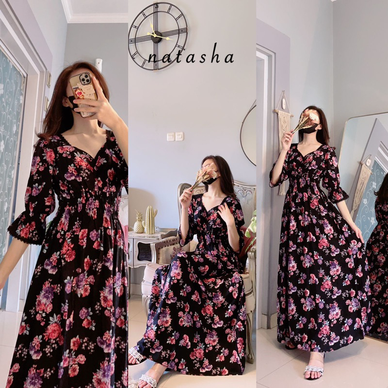 Daster Arab Fairuz NATASHA Long Dress Rayon Cantik