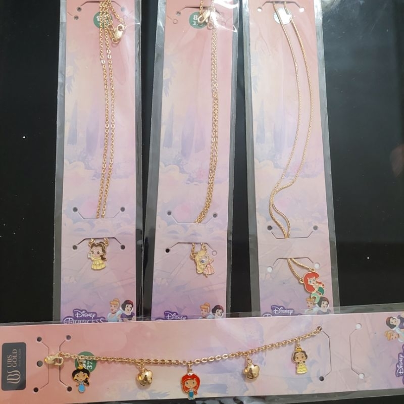 Kalung dan gelang anak princess new belle, ariel, aurora UBS kadar 8K dan 9K